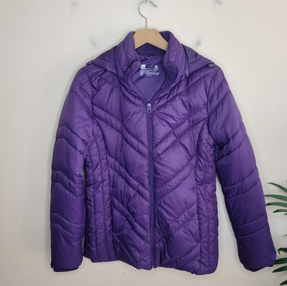 Xersion | Purple Puffer Jacket with Zip Off Hood - Picture 1 of 7